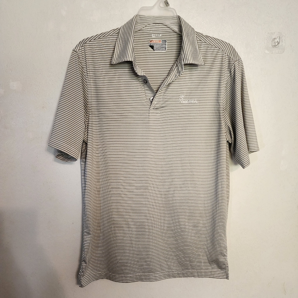 Chick-fil-A Oobe Hydrovent Gray Striped Employee Polo Shirt - Mens Small